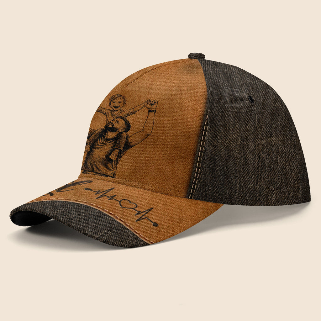Personalized Classic Cap Best Dad Ever Heartbeat Gift for Dad Classic Cap GradoCreations
