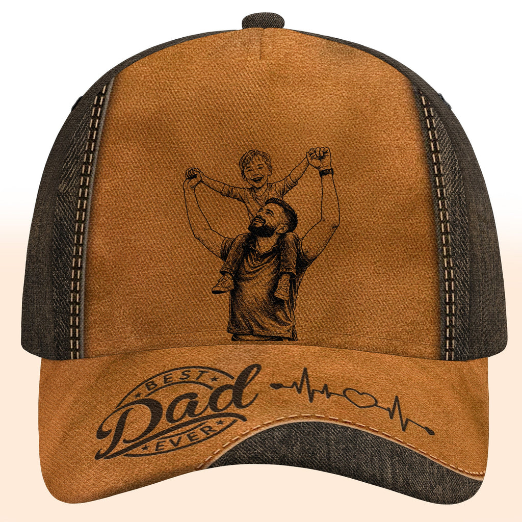 Personalized Classic Cap Best Dad Ever Heartbeat Gift for Dad Classic Cap GradoCreations