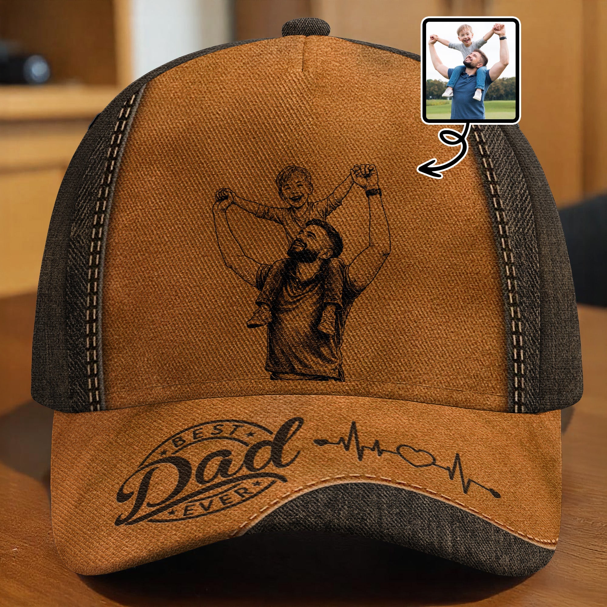 Personalized Classic Cap Best Dad Ever Heartbeat Gift for Dad Classic Cap GradoCreations