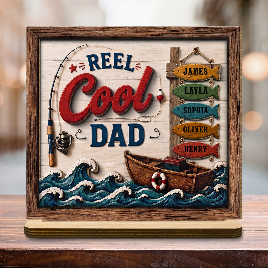 Personalized Fishing Rod Wood Plaque Custom Message Gift for Dad Wood Plaque GradoCreations