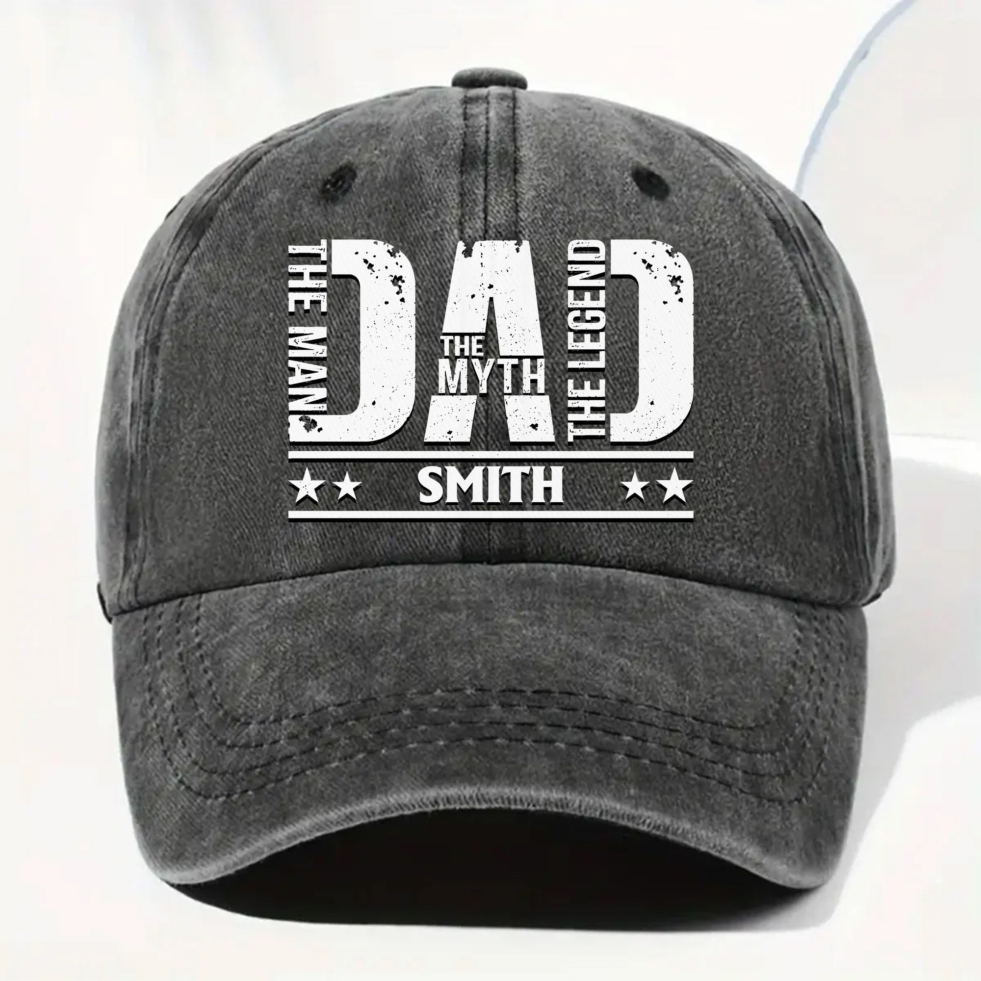 Personalized Washed Denim Cap for Dad Custom Name Gift Washed Denim Cap GradoCreations