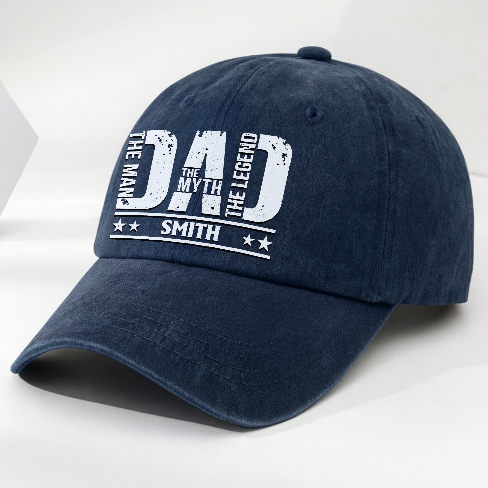 Personalized Washed Denim Cap for Dad Custom Name Gift Washed Denim Cap GradoCreations