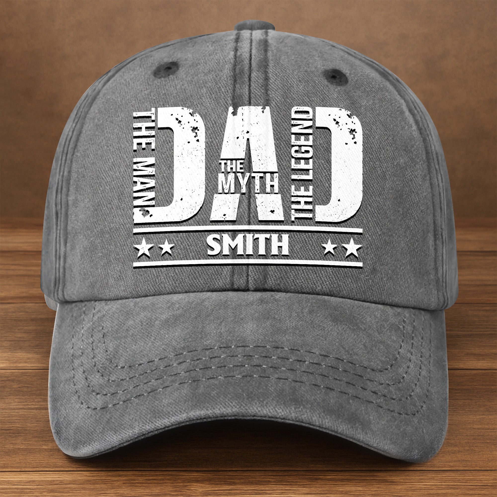 Personalized Washed Denim Cap for Dad Custom Name Gift Washed Denim Cap GradoCreations