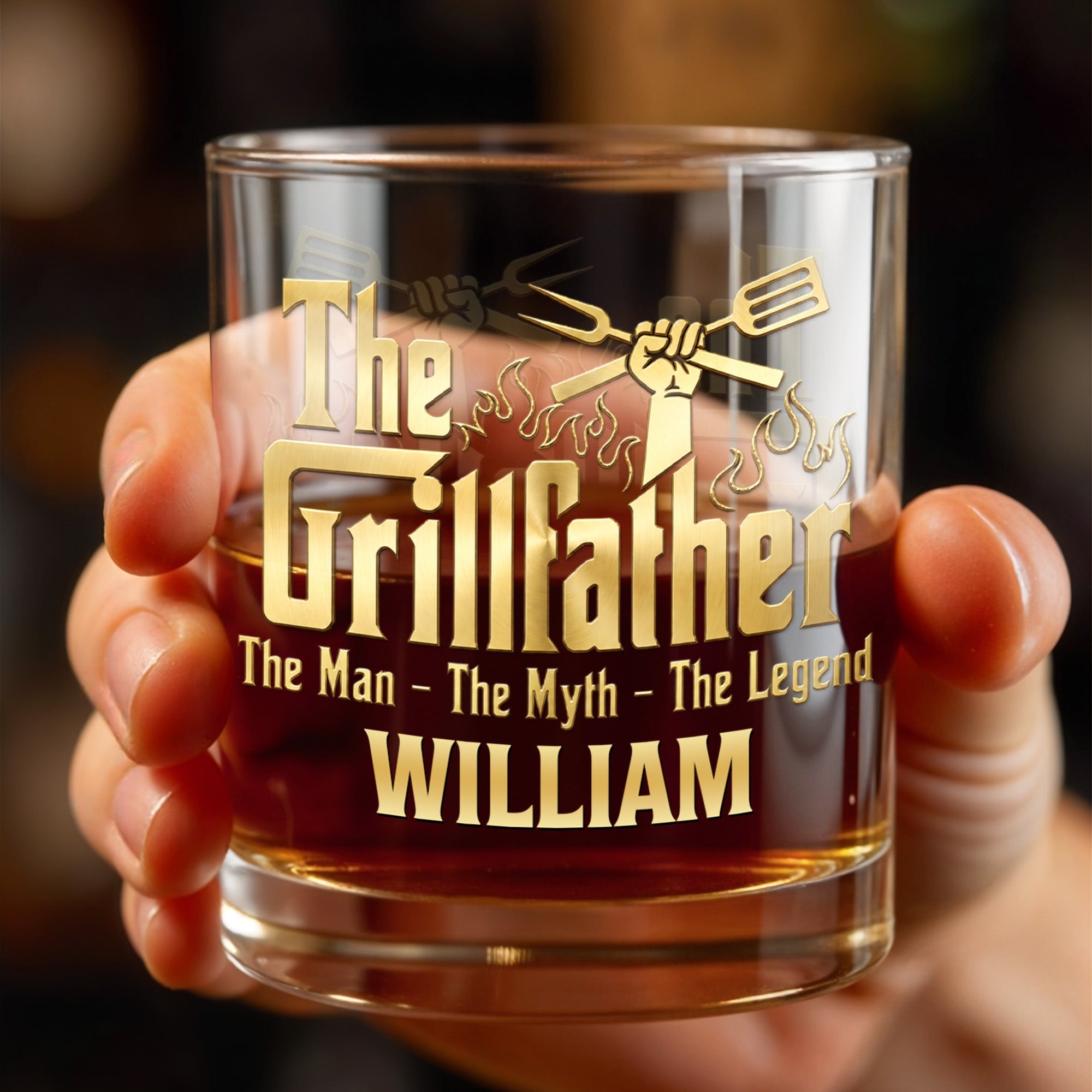 Personalized Whiskey Glass Custom Name for Dad Grill Lover Gift Whiskey Glass GradoCreations