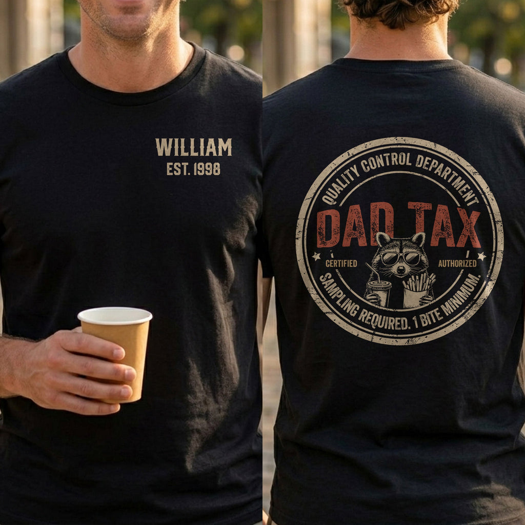 Personalized Custom T-Shirt for Dad with Raccoon & Fries T-Shirt Font and Back GradoCreations