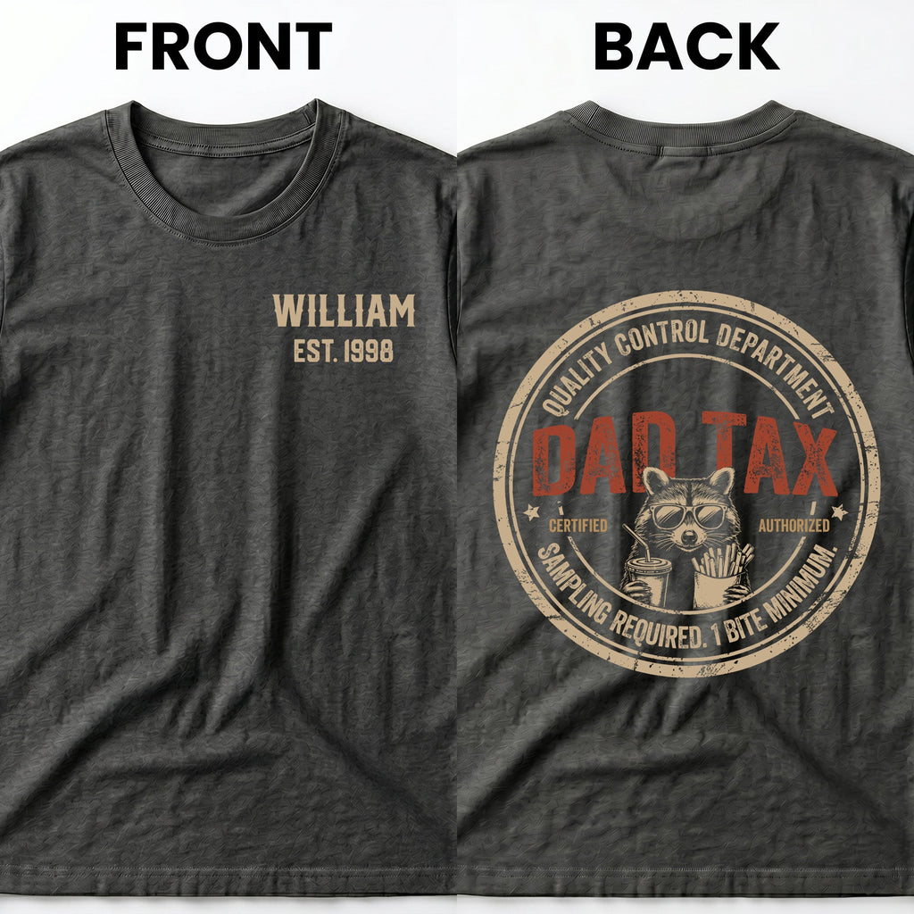 Personalized Custom T-Shirt for Dad with Raccoon & Fries T-Shirt Font and Back GradoCreations