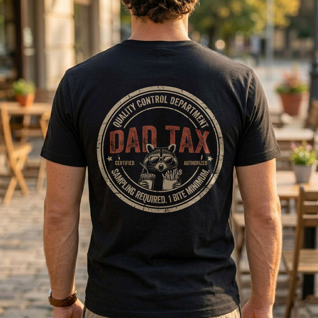 Personalized Custom T-Shirt for Dad with Raccoon & Fries T-Shirt Font and Back GradoCreations