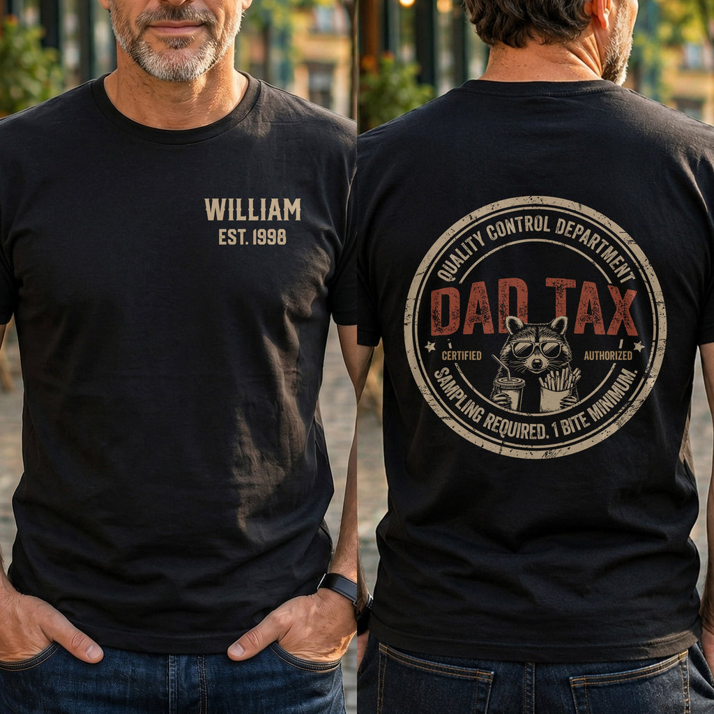 Personalized Custom T-Shirt for Dad with Raccoon & Fries T-Shirt Font and Back GradoCreations