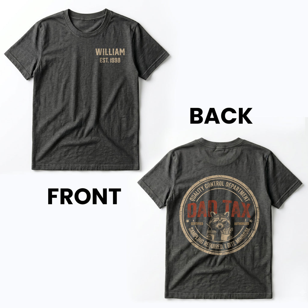 Personalized Custom T-Shirt for Dad with Raccoon & Fries T-Shirt Font and Back GradoCreations