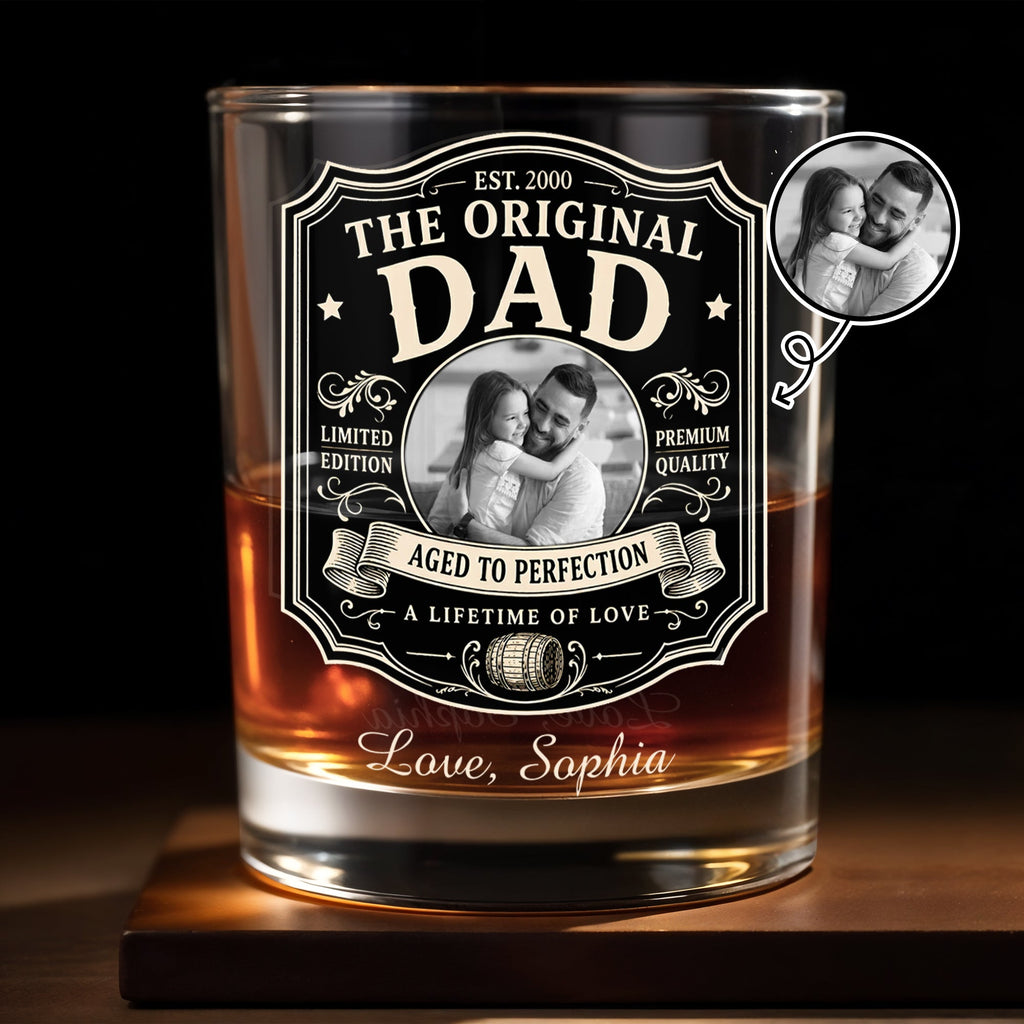 Personalized Custom Whiskey Glass with Photo Upload Gift for Dad Whiskey Glass GradoCreations