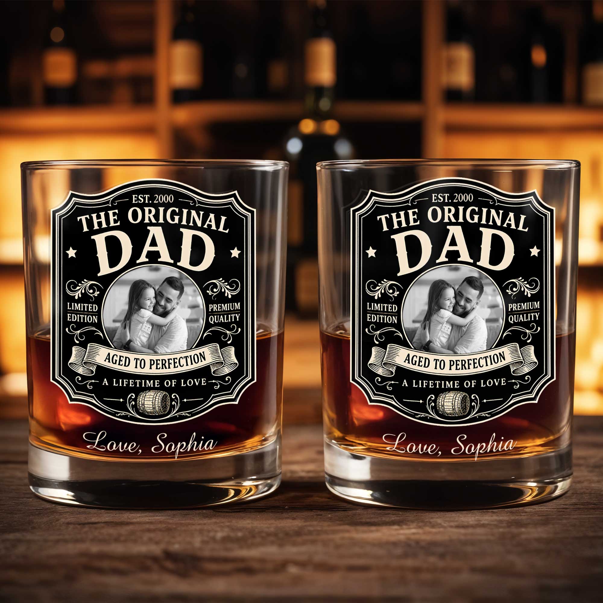 Personalized Custom Whiskey Glass with Photo Upload Gift for Dad Whiskey Glass GradoCreations