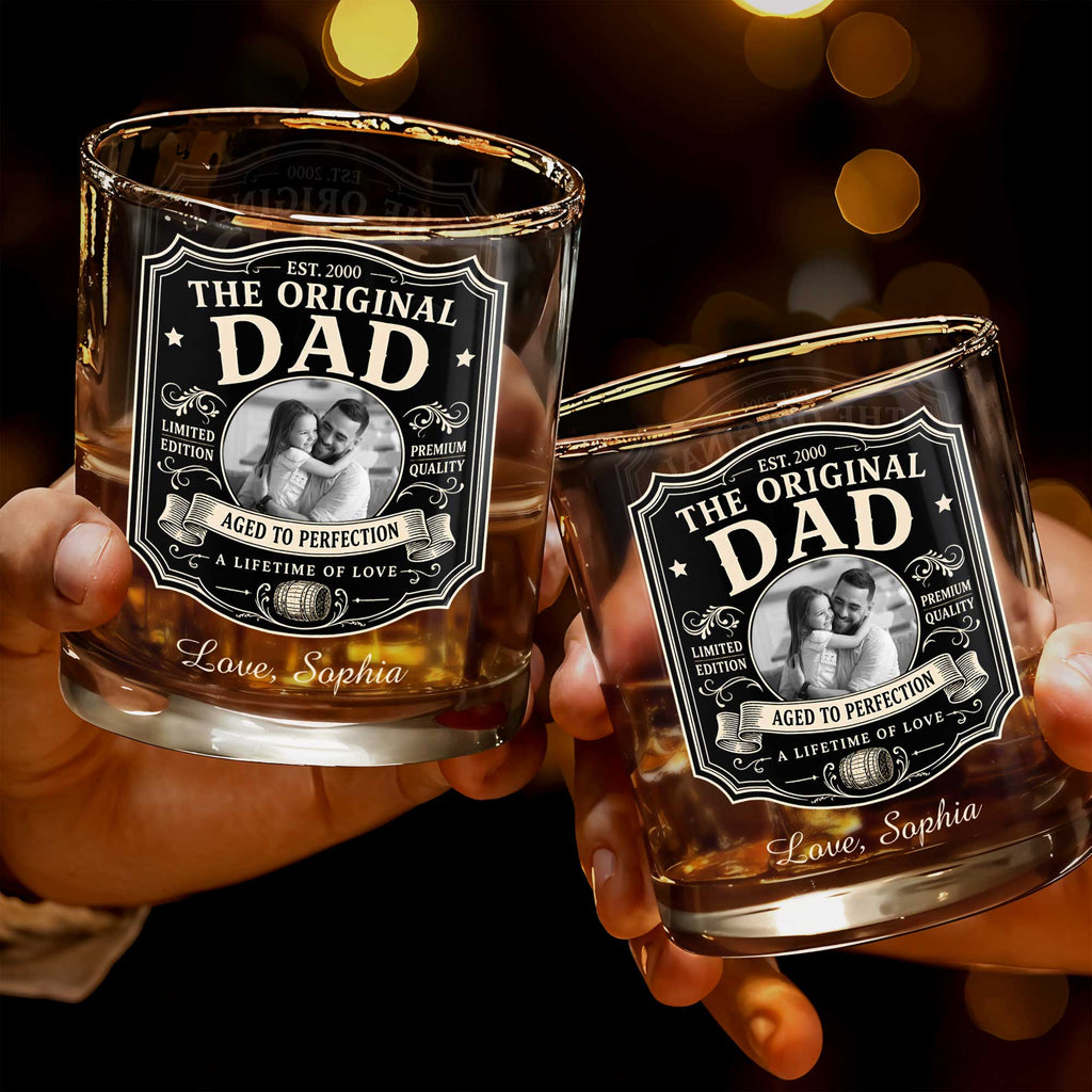 Personalized Custom Whiskey Glass with Photo Upload Gift for Dad Whiskey Glass GradoCreations