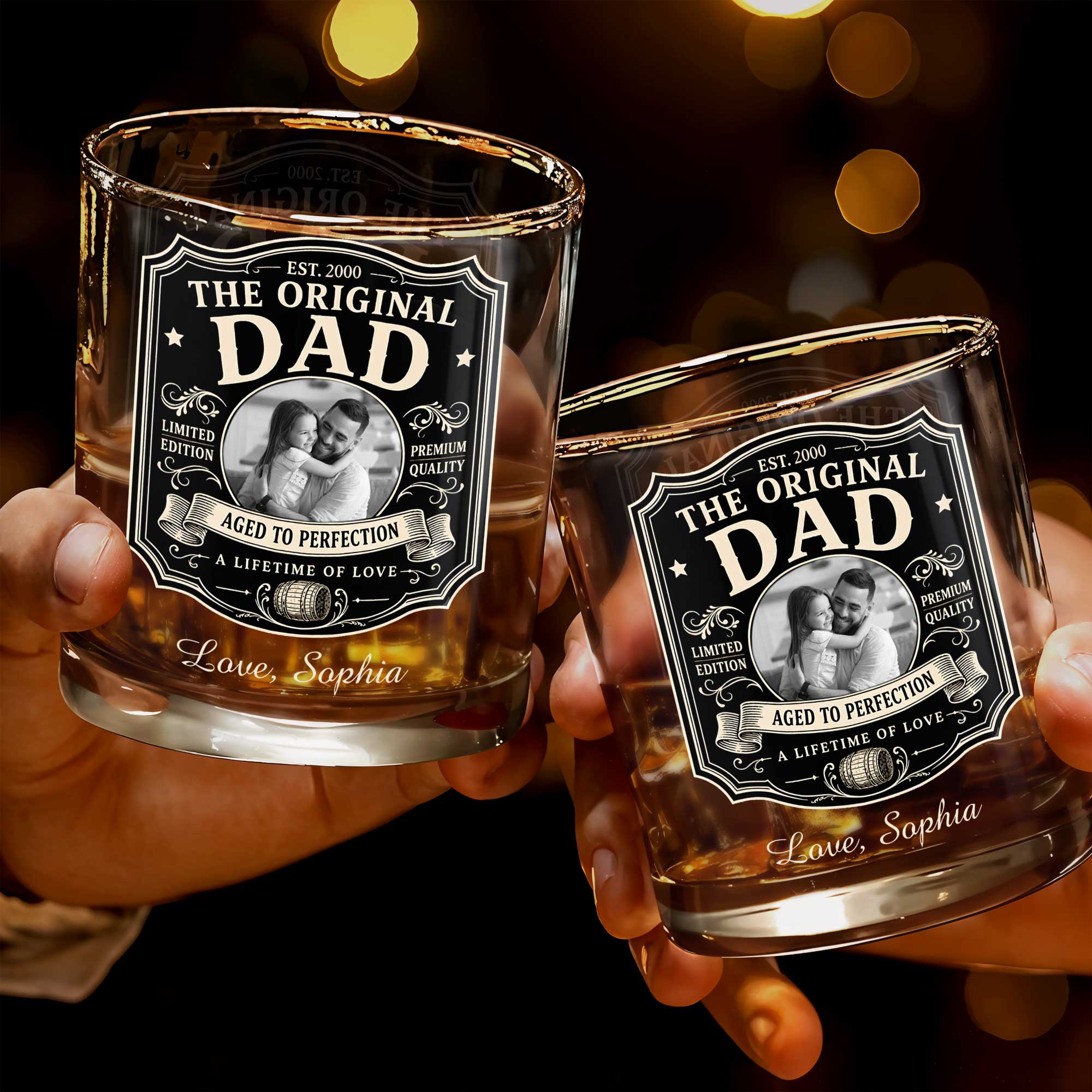 Personalized Custom Whiskey Glass with Photo Upload Gift for Dad Whiskey Glass GradoCreations
