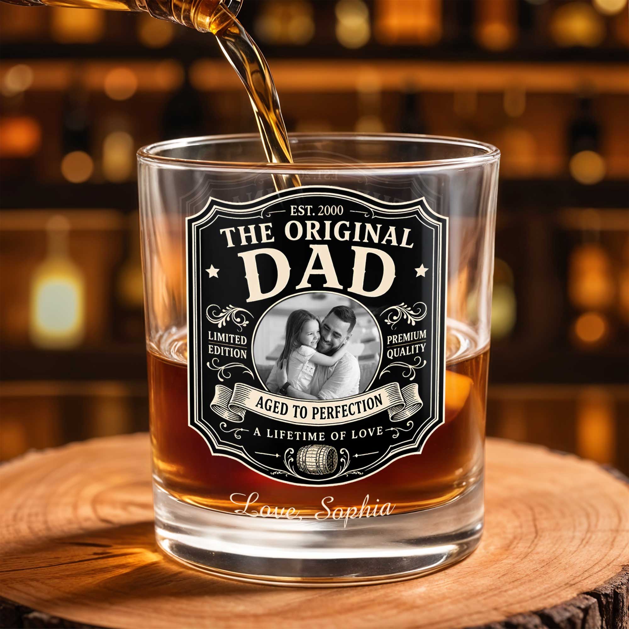 Personalized Custom Whiskey Glass with Photo Upload Gift for Dad Whiskey Glass GradoCreations