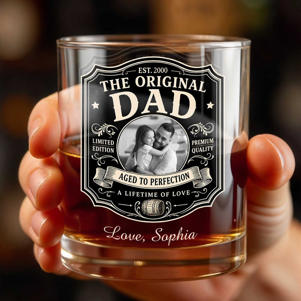 Personalized Custom Whiskey Glass with Photo Upload Gift for Dad Whiskey Glass GradoCreations