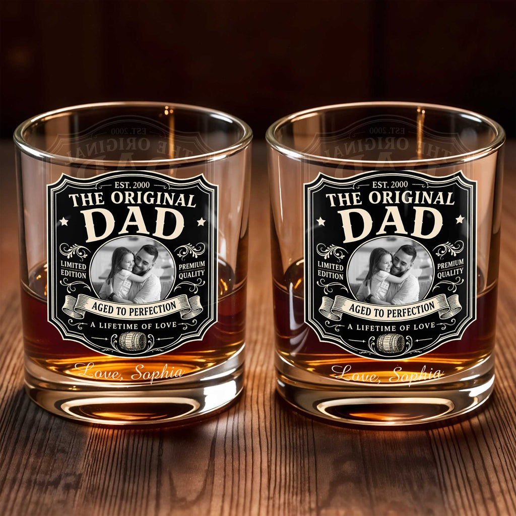 Personalized Custom Whiskey Glass with Photo Upload Gift for Dad Whiskey Glass GradoCreations