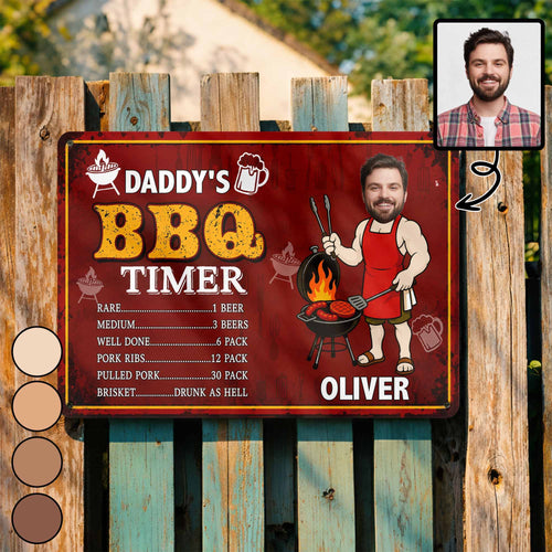 Custom BBQ Timer Metal Sign with Photo for Dad Gift Metal Sign GradoCreations