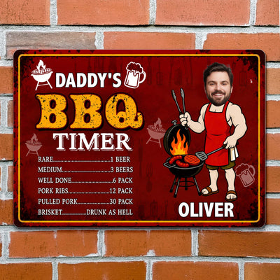 Custom BBQ Timer Metal Sign with Photo for Dad Gift