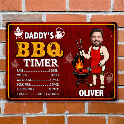 Custom BBQ Timer Metal Sign with Photo for Dad Gift Metal Sign GradoCreations