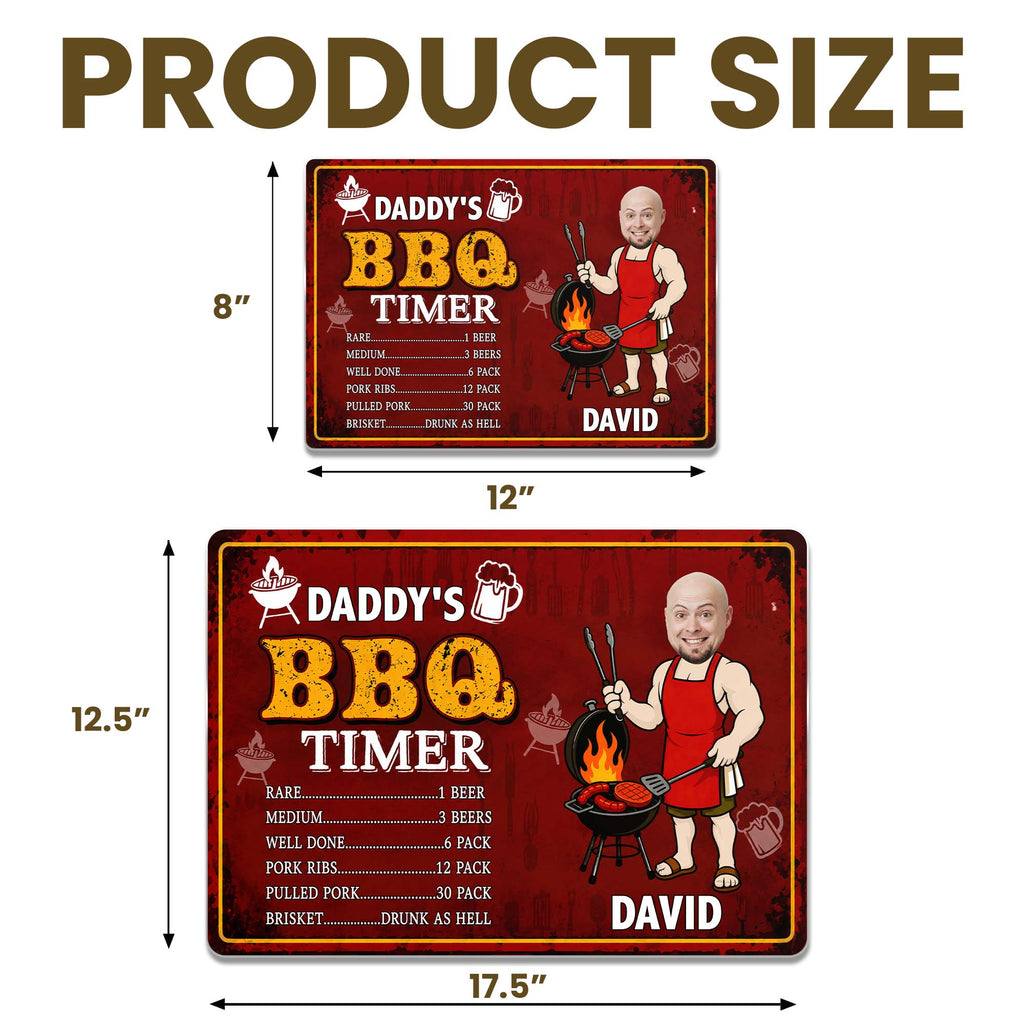 Custom BBQ Timer Metal Sign with Photo for Dad Gift