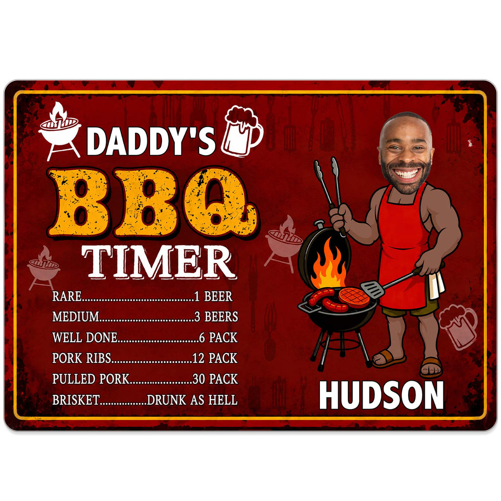Custom BBQ Timer Metal Sign with Photo for Dad Gift