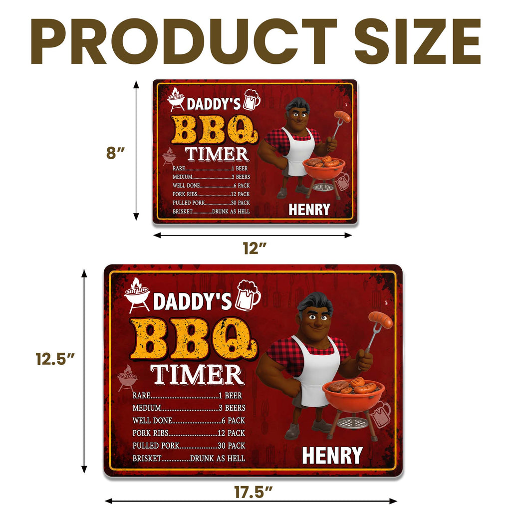 Personalized BBQ Timer Metal Sign Custom Name Gift for Dad Metal Sign GradoCreations