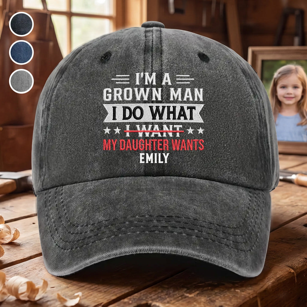 Personalized Washed Denim Cap Custom Message Gift for Dad Washed Denim Cap GradoCreations