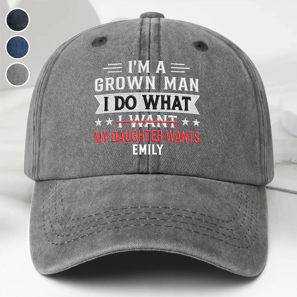 Personalized Washed Denim Cap Custom Message Gift for Dad Washed Denim Cap GradoCreations