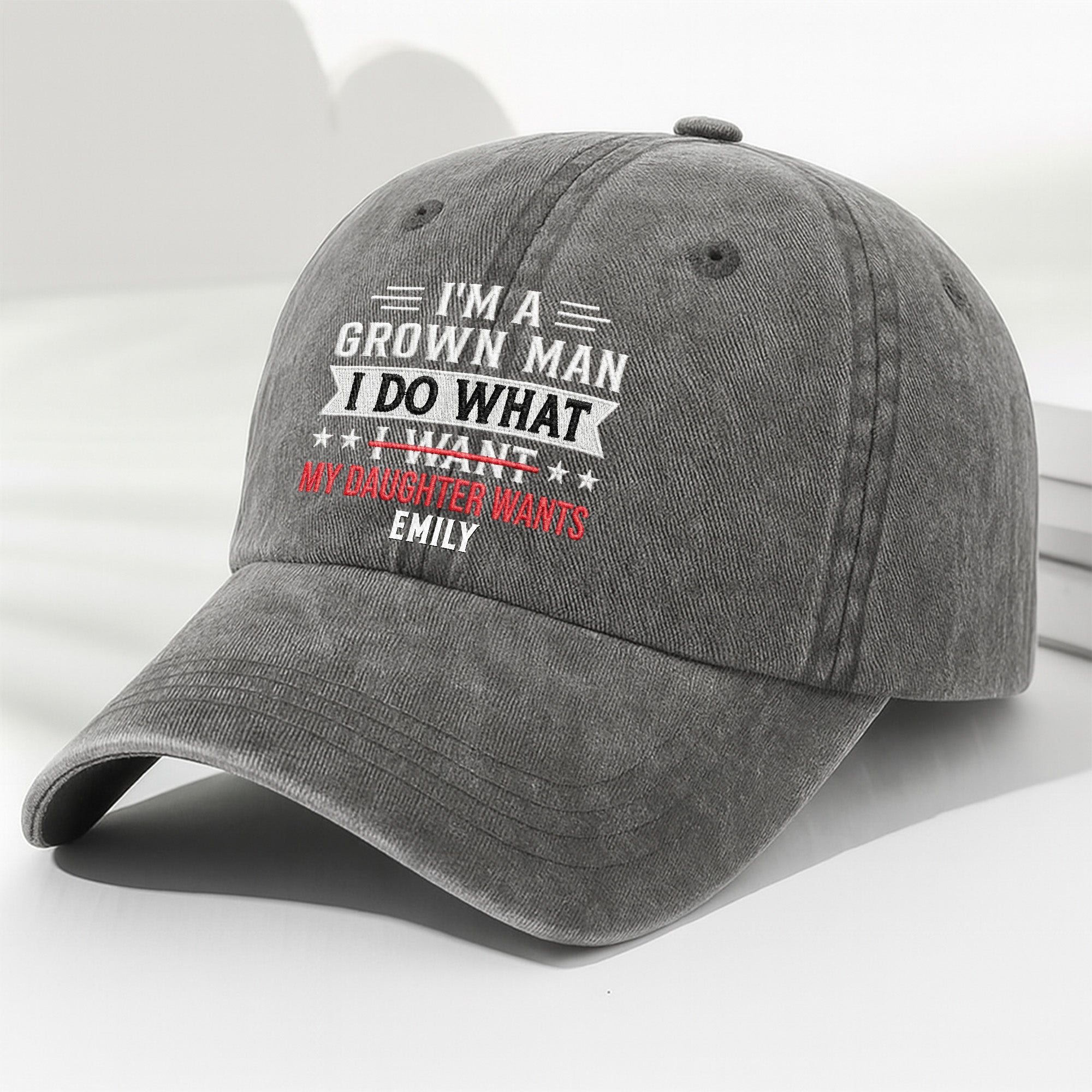 Personalized Washed Denim Cap Custom Message Gift for Dad Washed Denim Cap GradoCreations