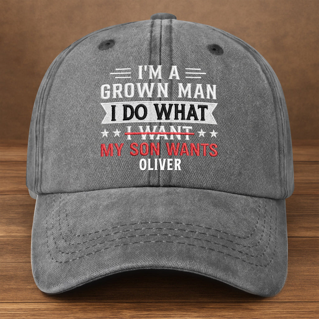 Personalized Washed Denim Cap Custom Message Gift for Dad Washed Denim Cap GradoCreations