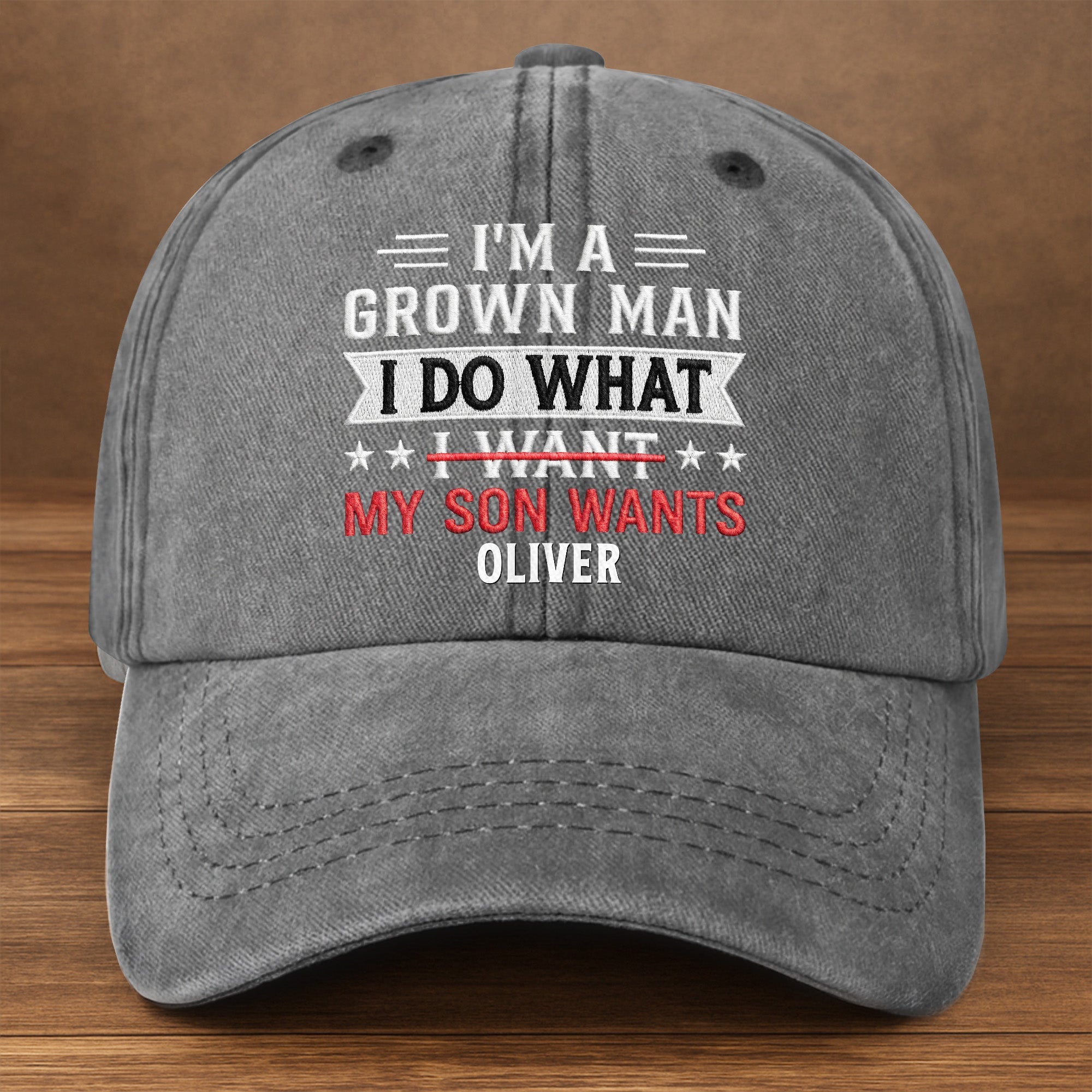 Personalized Washed Denim Cap Custom Message Gift for Dad Washed Denim Cap GradoCreations