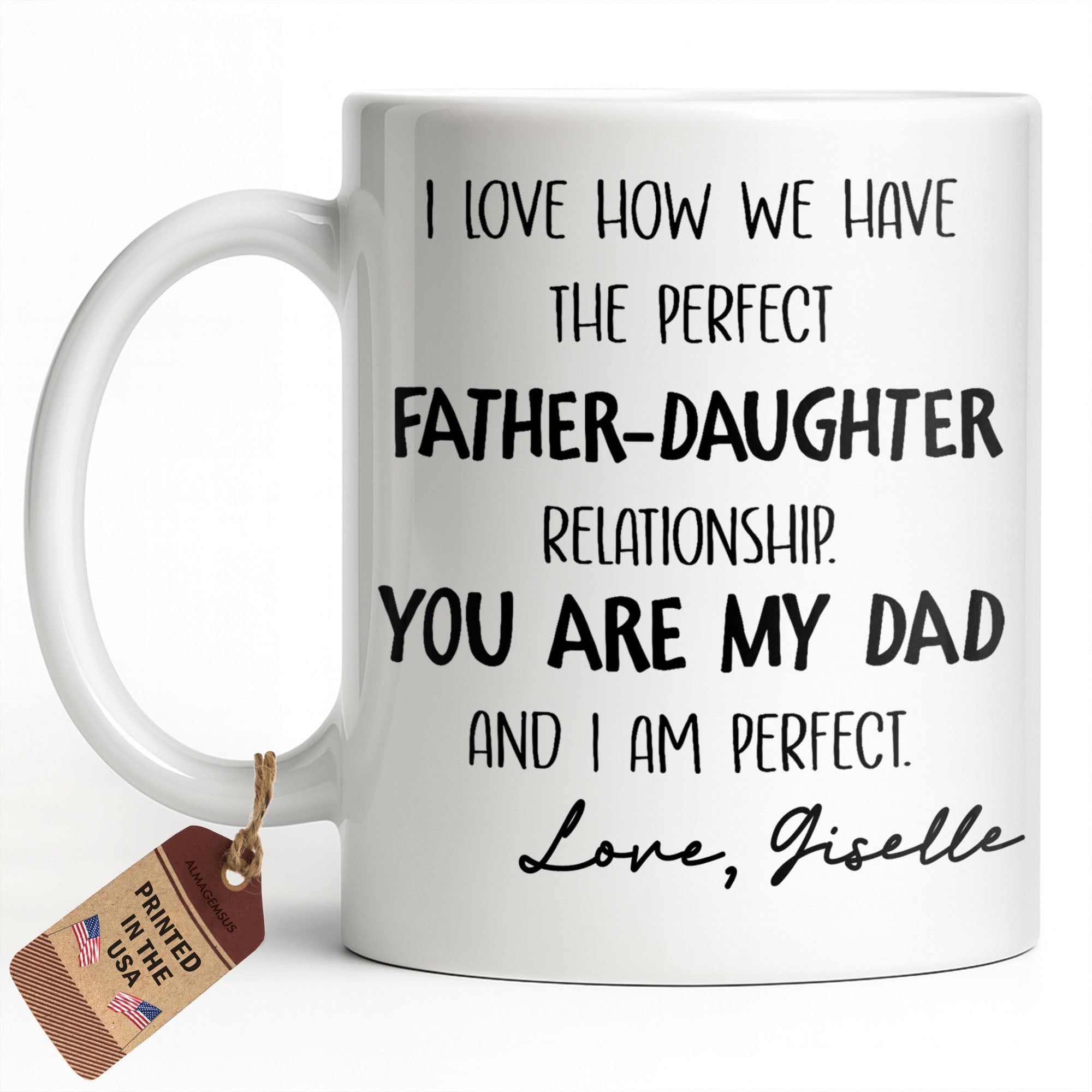Personalized Father Daughter Coffee Mug Custom Typography Gift Edge-to-edge Mug GradoCreations