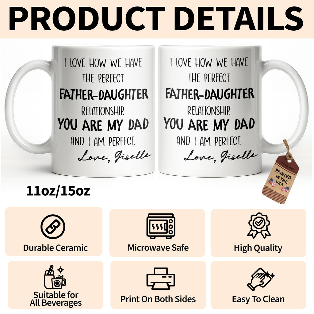 Personalized Father Daughter Coffee Mug Custom Typography Gift Edge-to-edge Mug GradoCreations