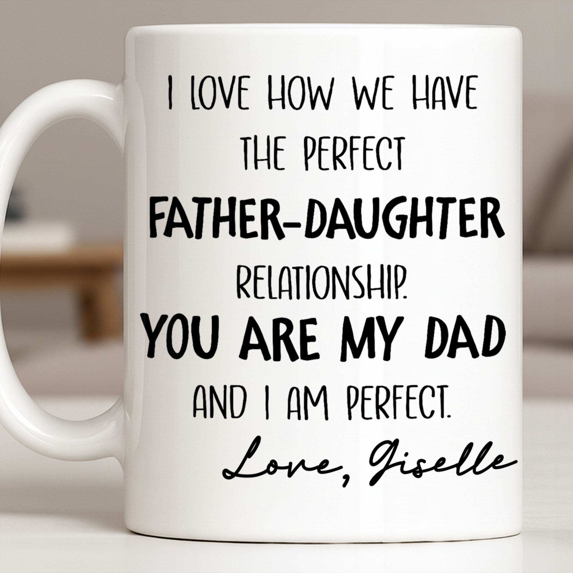 Personalized Father Daughter Coffee Mug Custom Typography Gift Edge-to-edge Mug GradoCreations