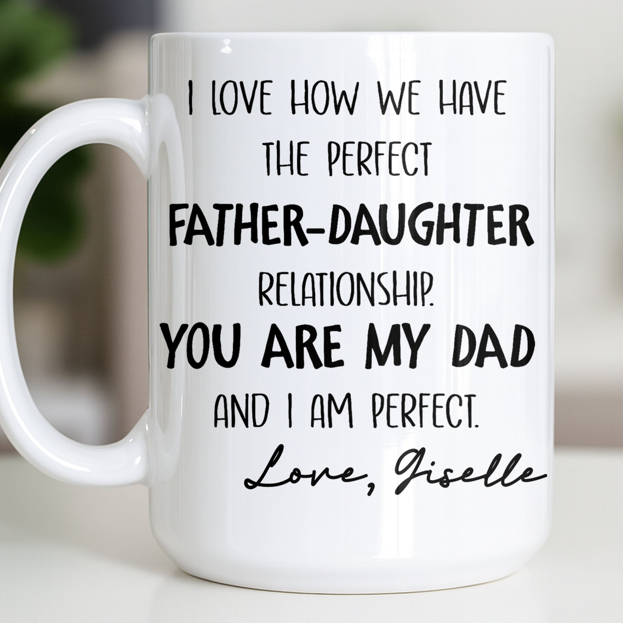 Personalized Father Daughter Coffee Mug Custom Typography Gift Edge-to-edge Mug GradoCreations