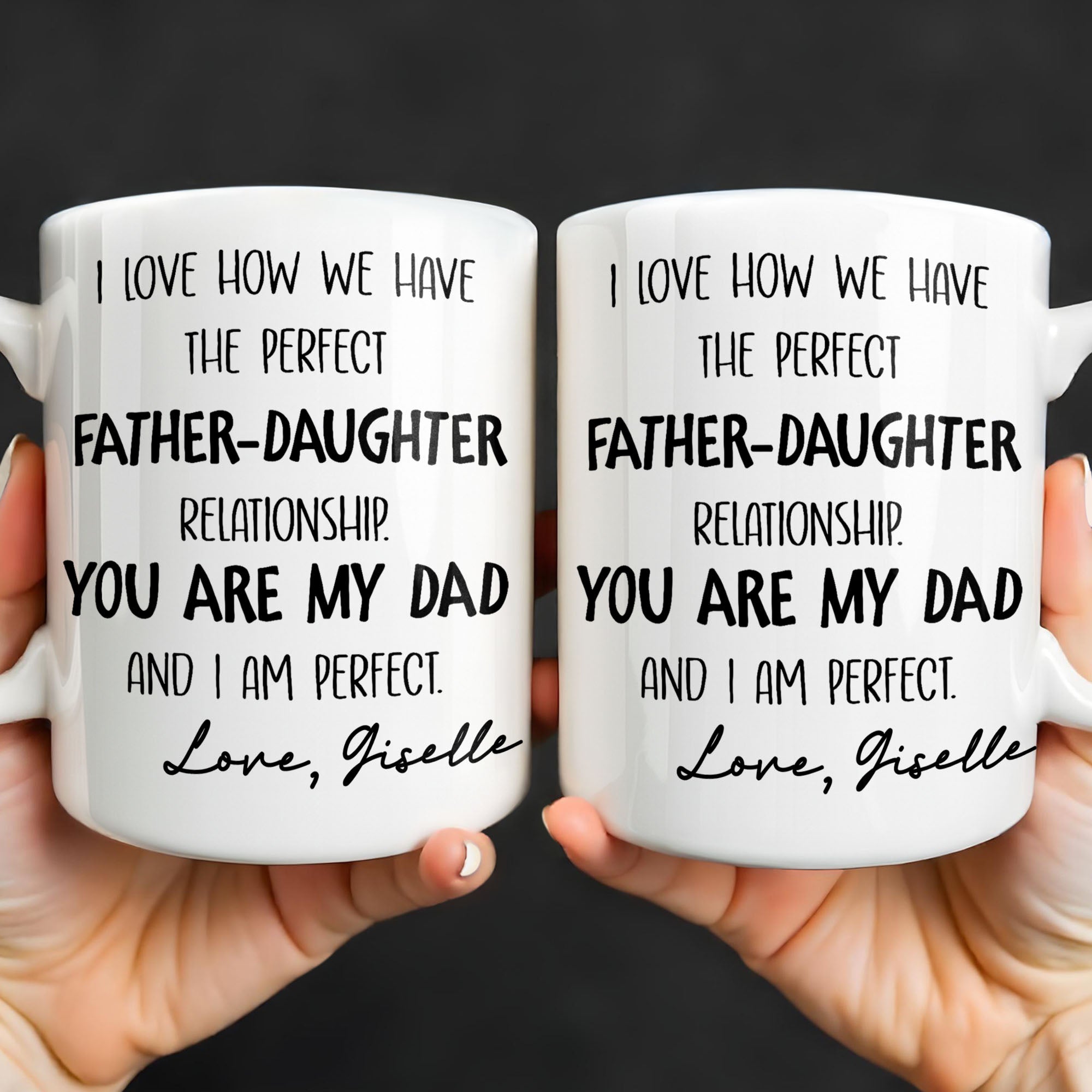 Personalized Father Daughter Coffee Mug Custom Typography Gift Edge-to-edge Mug GradoCreations