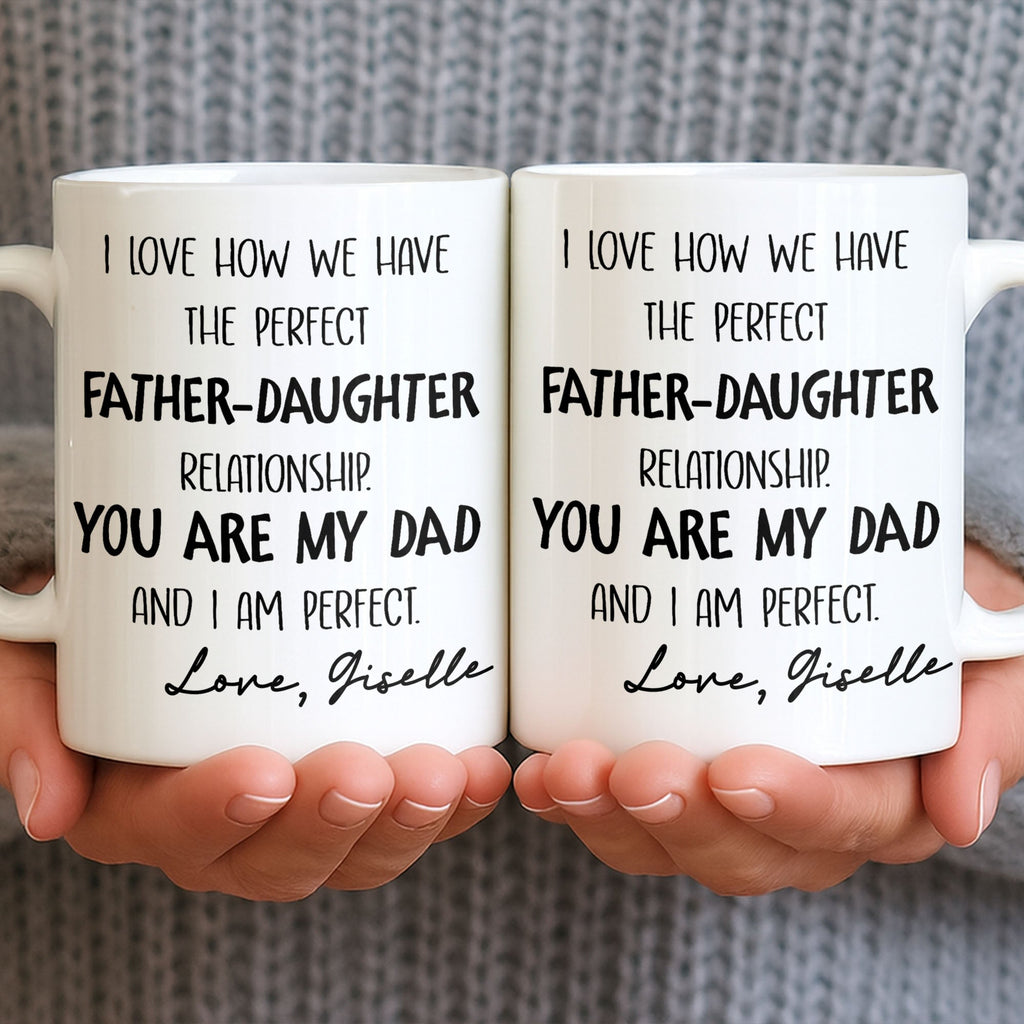Personalized Father Daughter Coffee Mug Custom Typography Gift Edge-to-edge Mug GradoCreations
