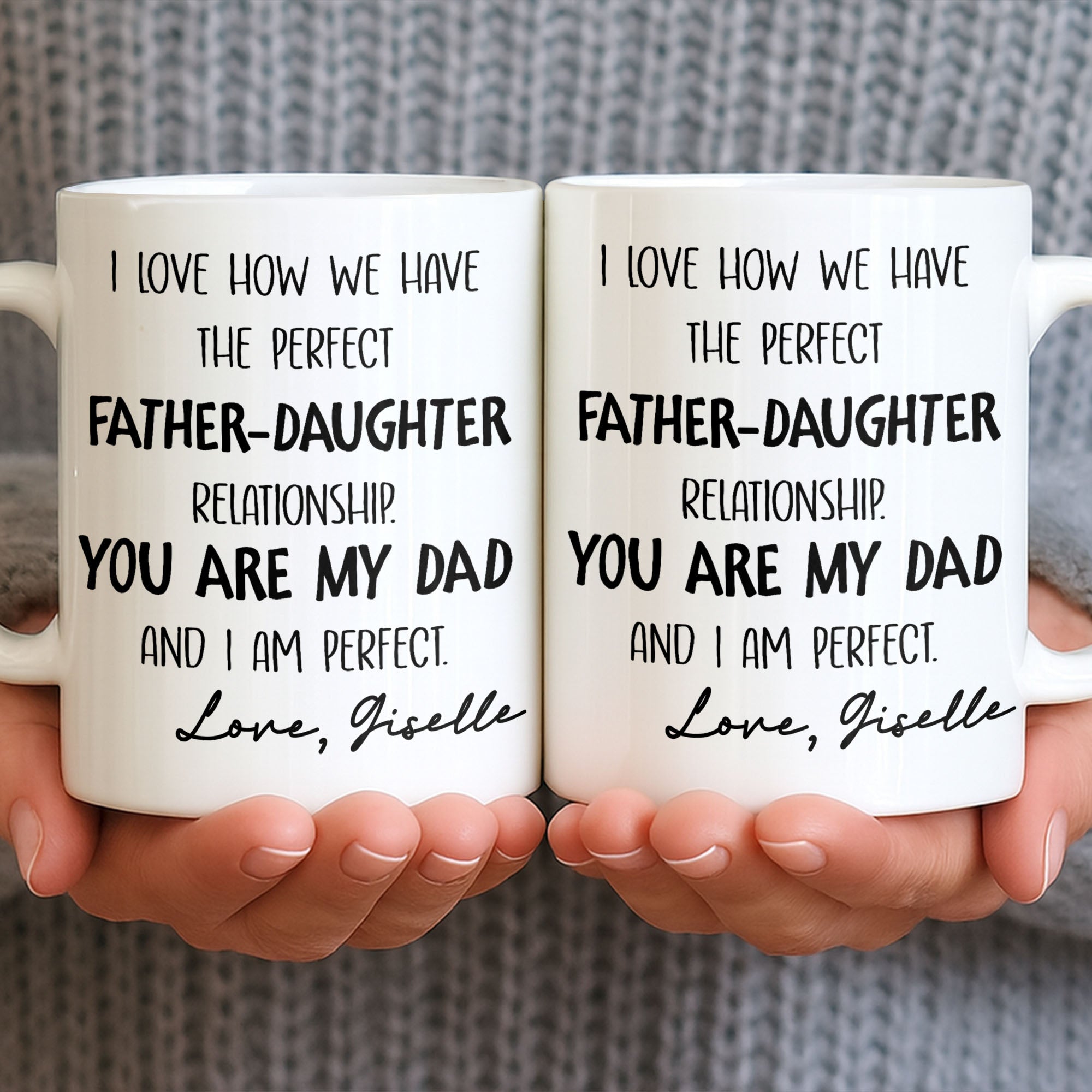 Personalized Father Daughter Coffee Mug Custom Typography Gift Edge-to-edge Mug GradoCreations