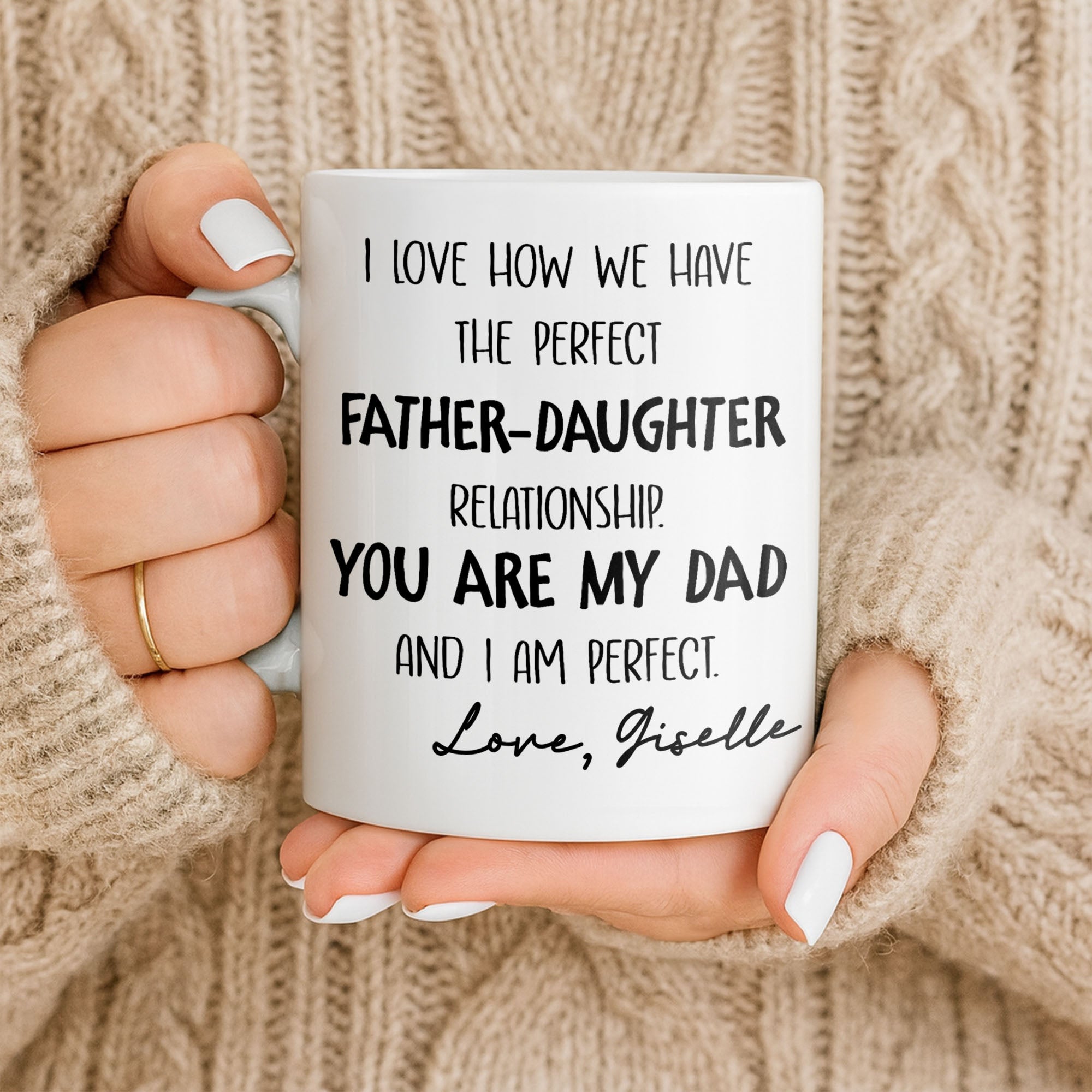 Personalized Father Daughter Coffee Mug Custom Typography Gift Edge-to-edge Mug GradoCreations