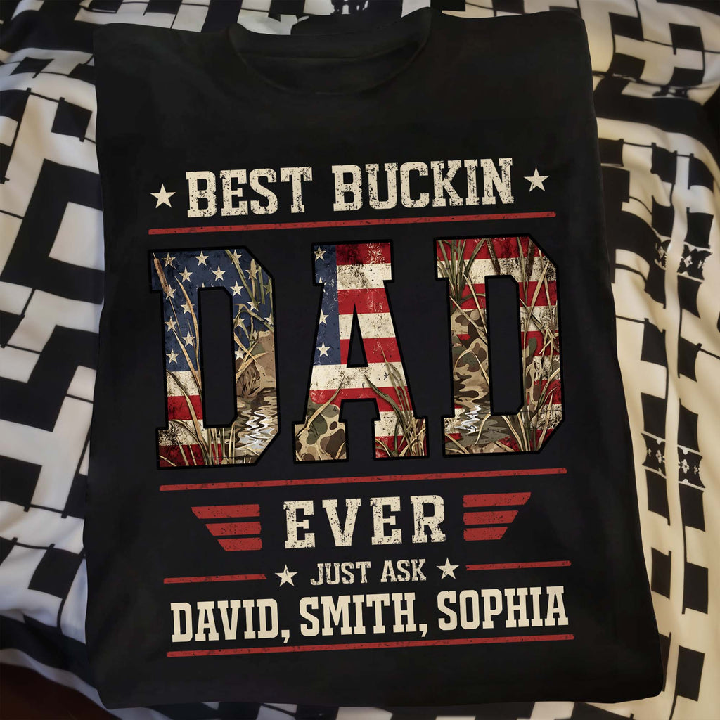Personalized Camo Hunting T-Shirt Hoodie Best Dad Gift Shirt GradoCreations