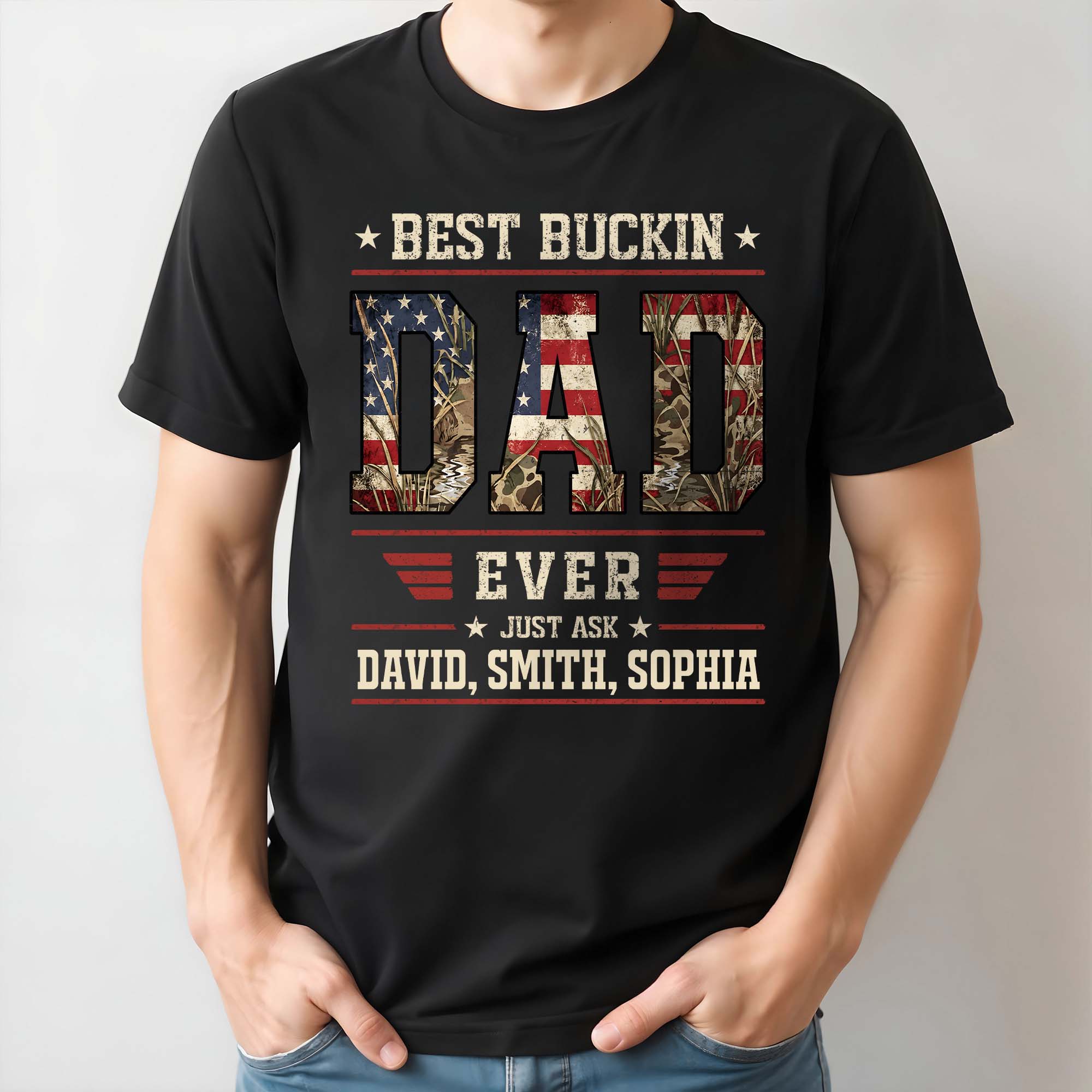 Personalized Camo Hunting T-Shirt Hoodie Best Dad Gift Shirt GradoCreations