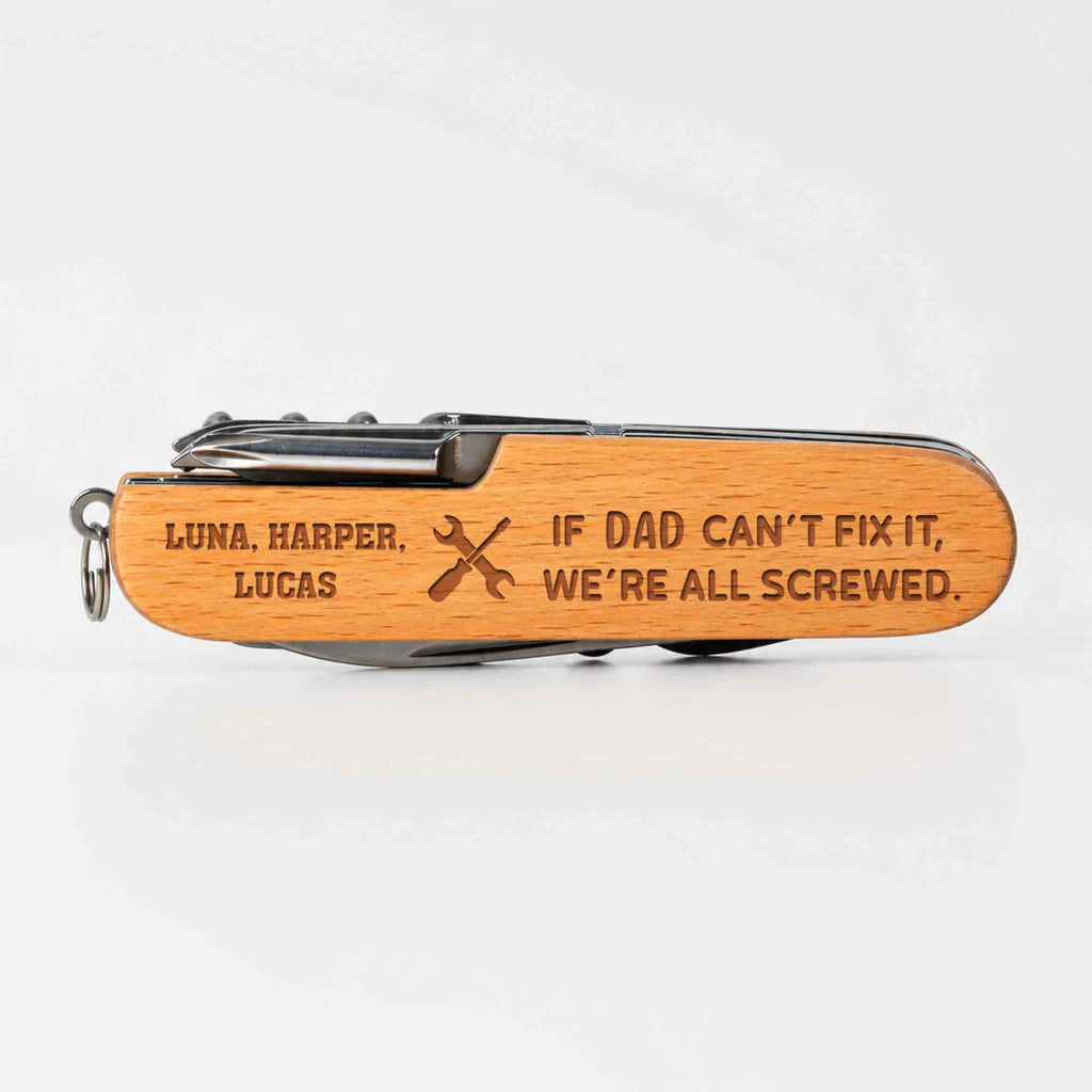 Personalized Wooden Multi Tool Custom Name Gift for Dad Wooden Multi Tool GradoCreations