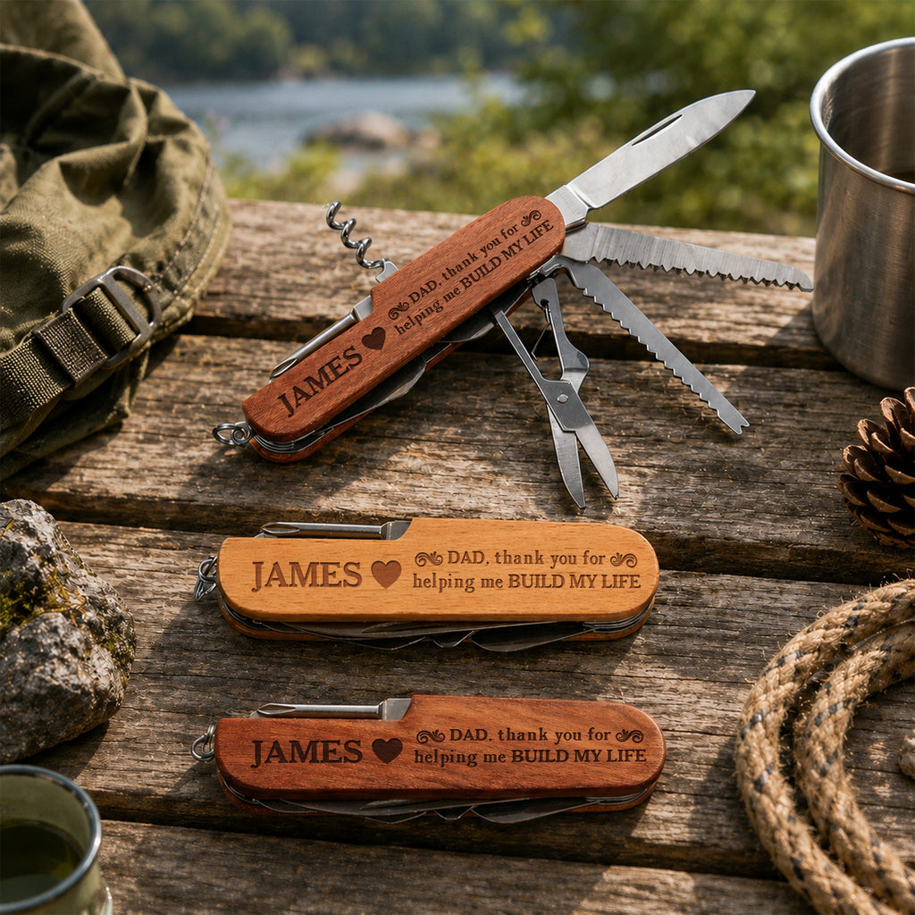 Personalized Wooden Multi Tool Custom Name Gift for Dad Wooden Multi Tool GradoCreations