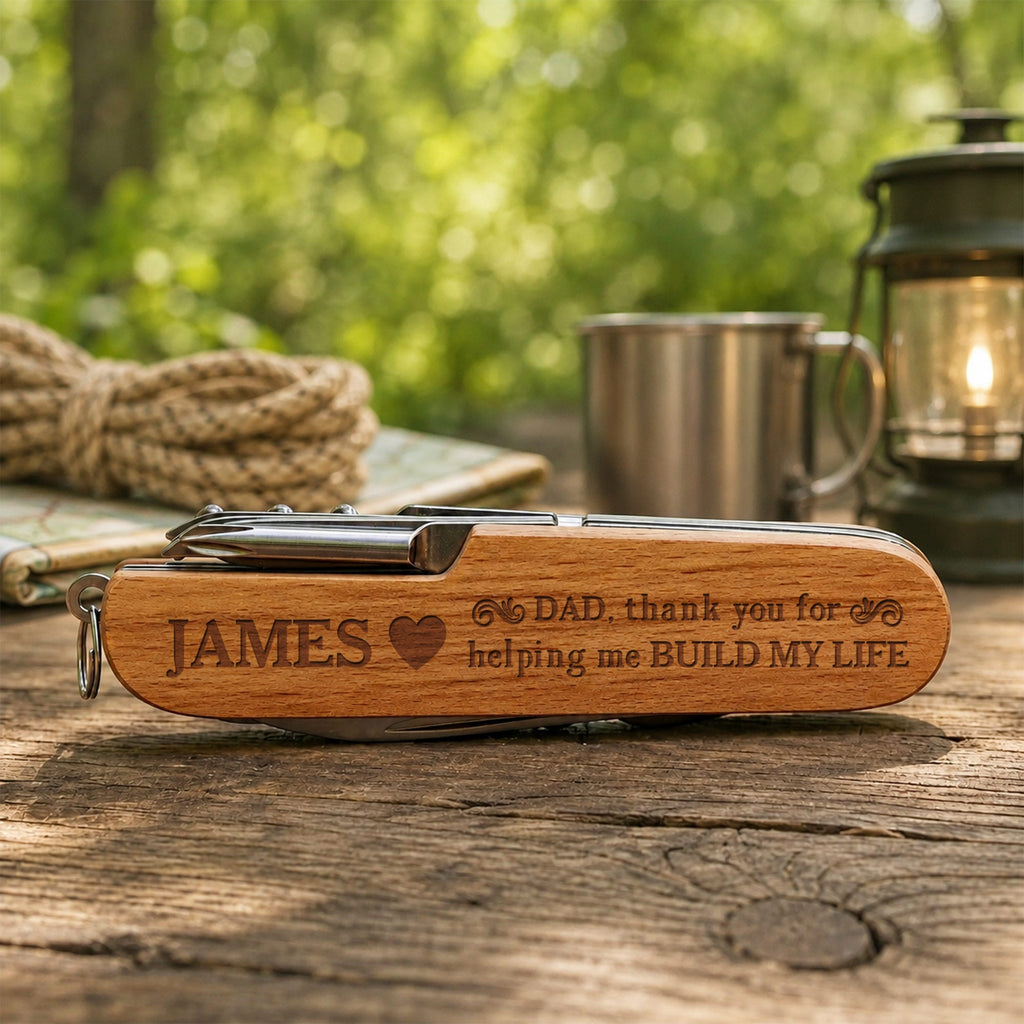 Personalized Wooden Multi Tool Custom Name Gift for Dad Wooden Multi Tool GradoCreations