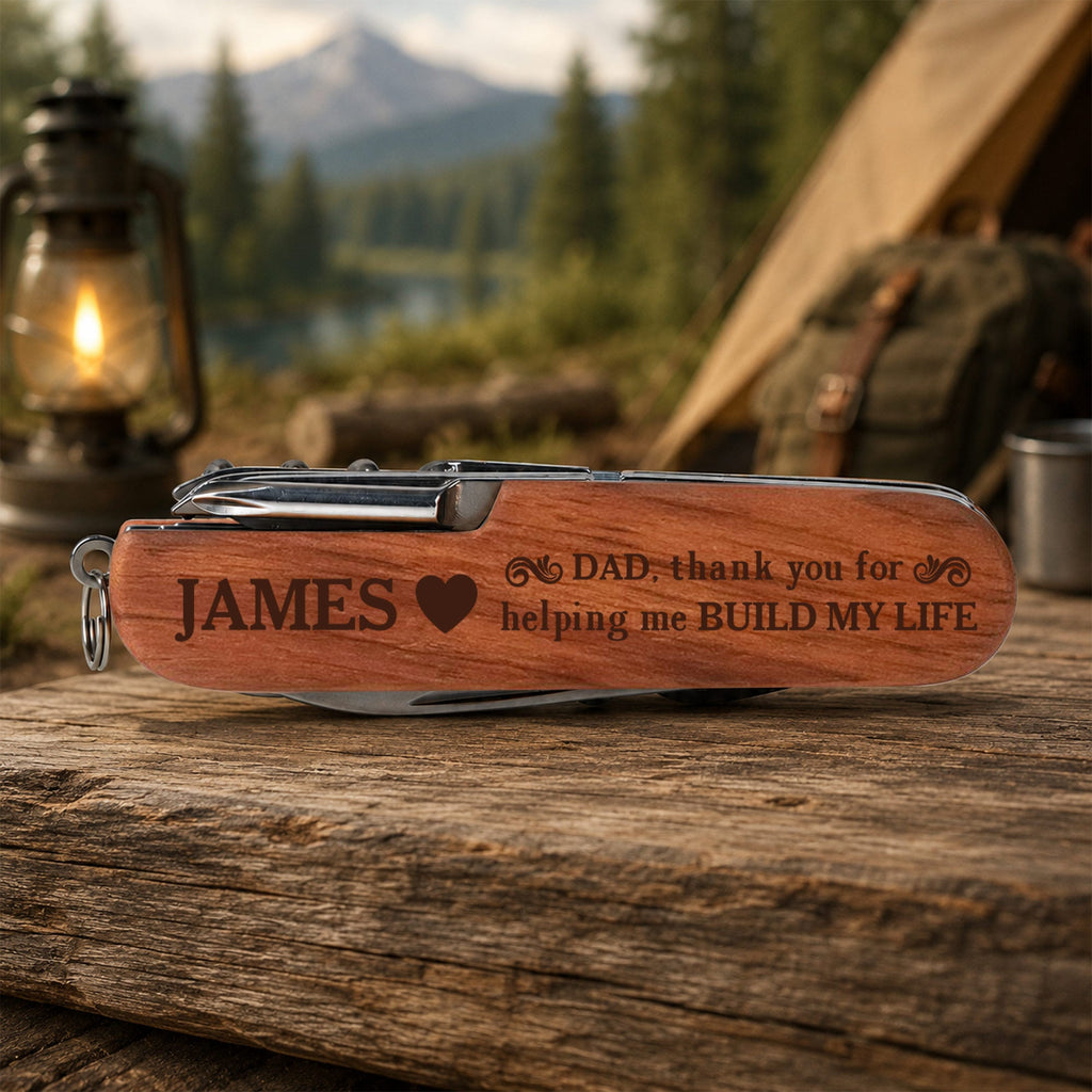 Personalized Wooden Multi Tool Custom Name Gift for Dad Wooden Multi Tool GradoCreations