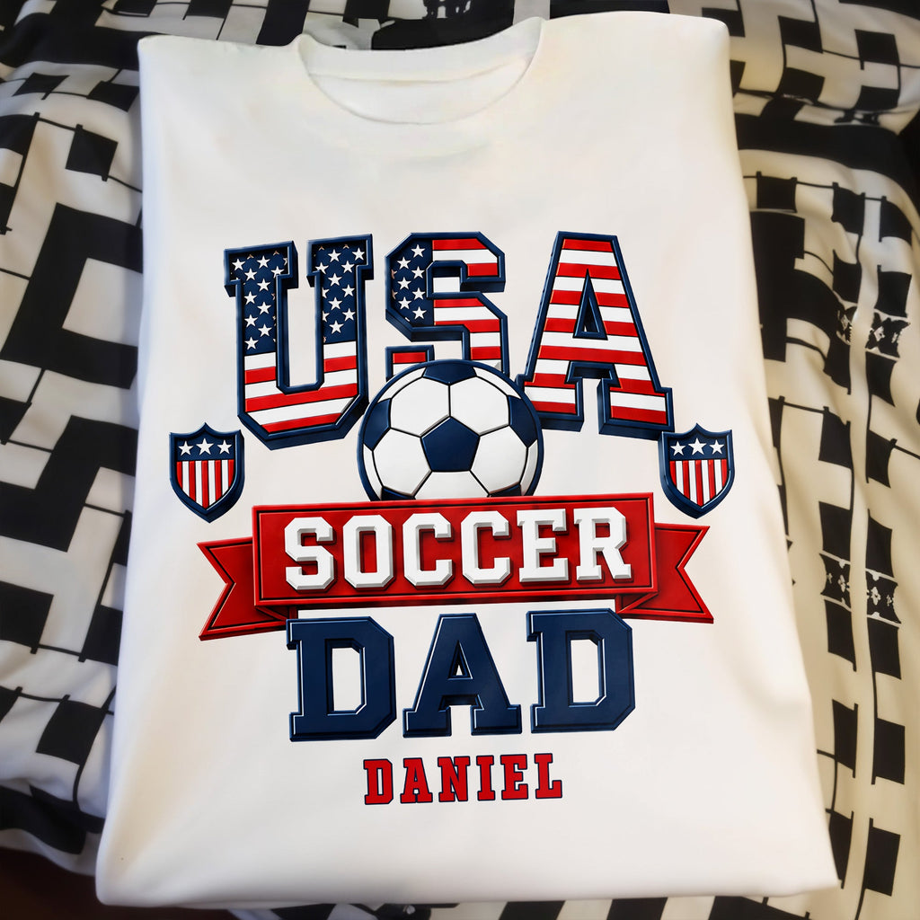 Personalized Soccer Dad Shirt with American Flag Gift for Dad Shirt GradoCreations