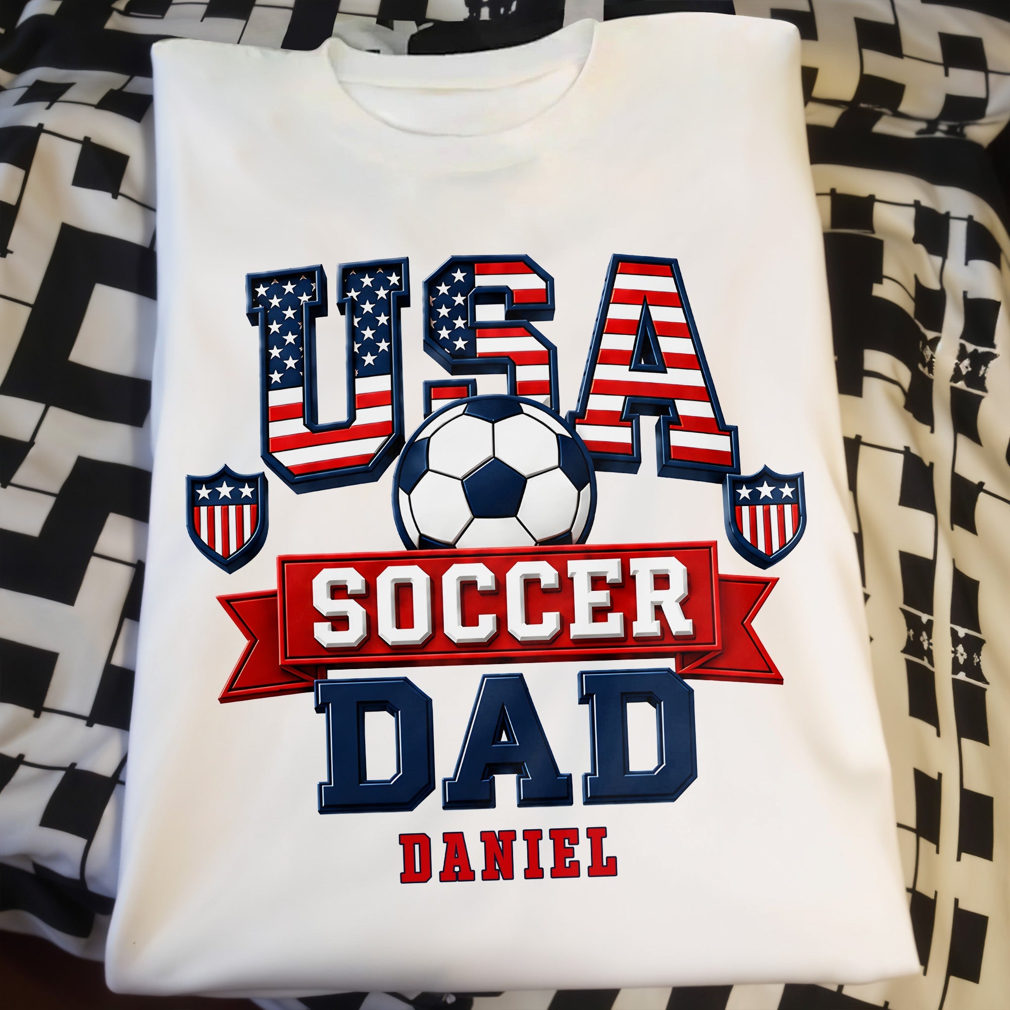 Personalized Soccer Dad Shirt with American Flag Gift for Dad Shirt GradoCreations