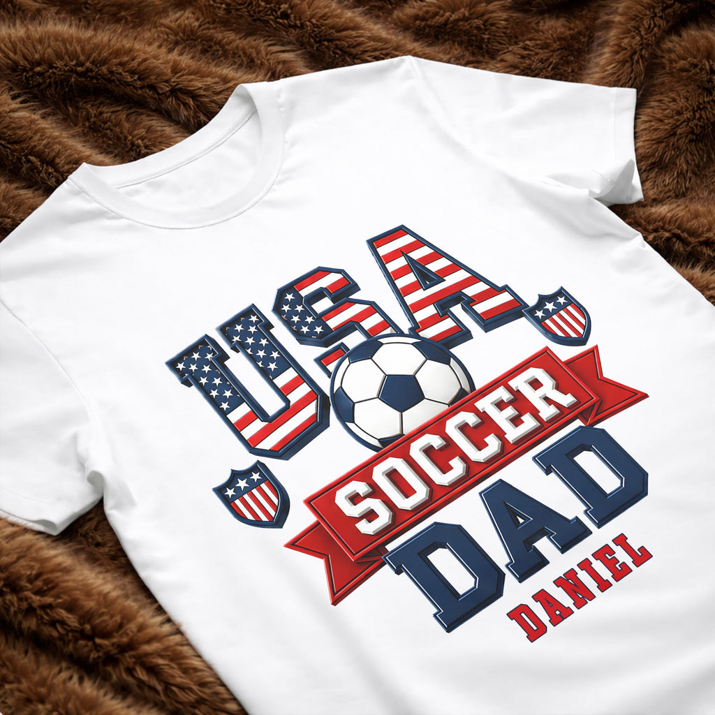 Personalized Soccer Dad Shirt with American Flag Gift for Dad Shirt GradoCreations