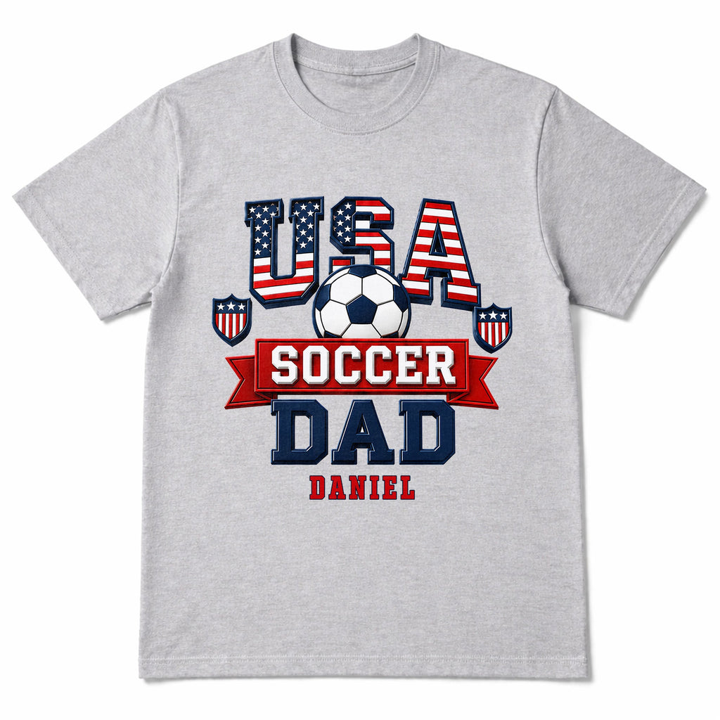 Personalized Soccer Dad Shirt with American Flag Gift for Dad Shirt GradoCreations