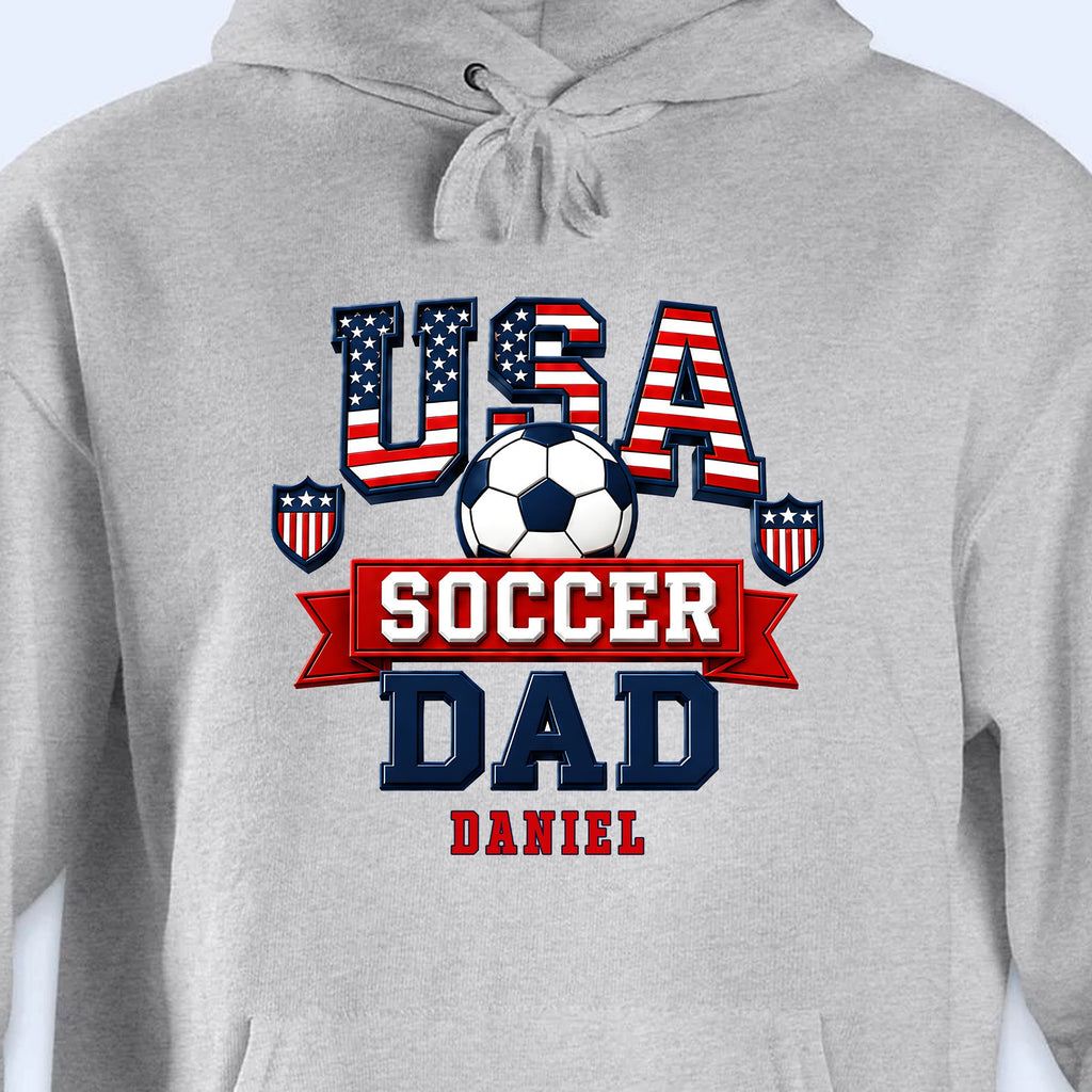 Personalized Soccer Dad Shirt with American Flag Gift for Dad Shirt GradoCreations